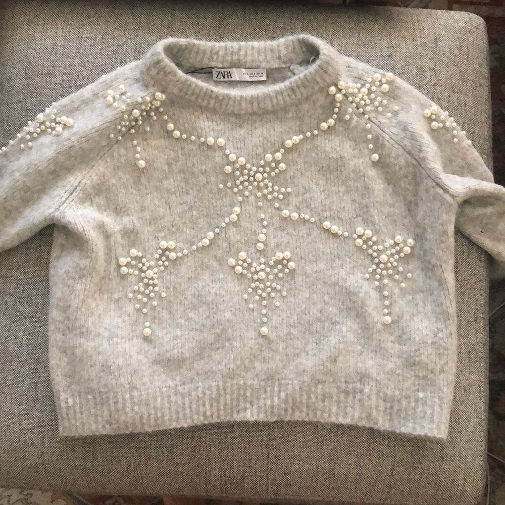 Zara pearled gray sweater.